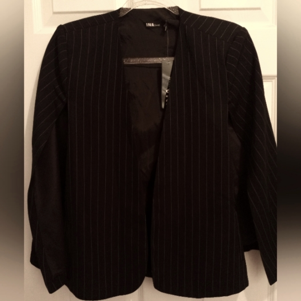 Cape Vest - Fabulous Women's Black & White Pinstripe Vested Cape Size M